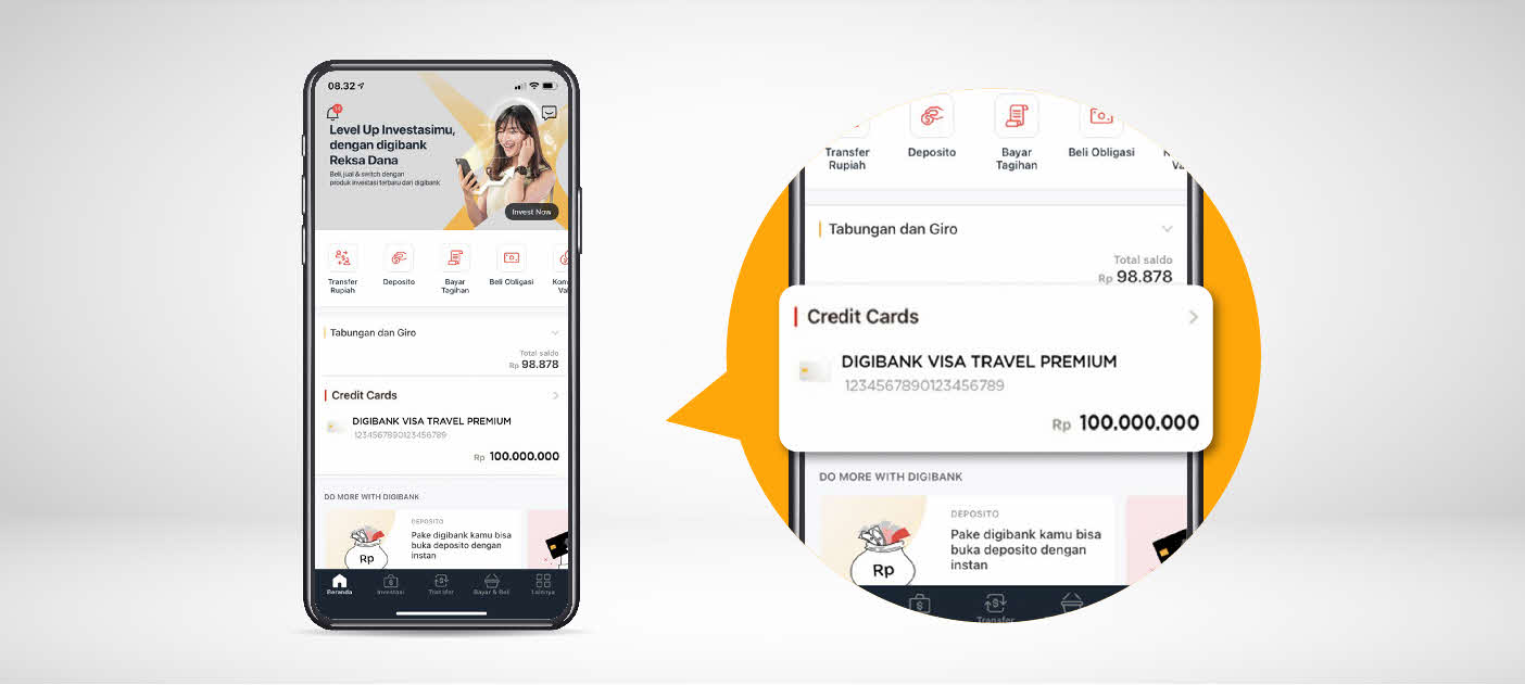Klik Kartu Kredit digibank-mu pada laman dashboard