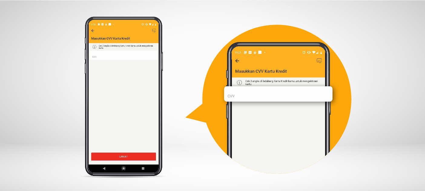 Masukkan 3 digit nomor CVV yang terdapat di belakang Kartu Kredit digibank kamu