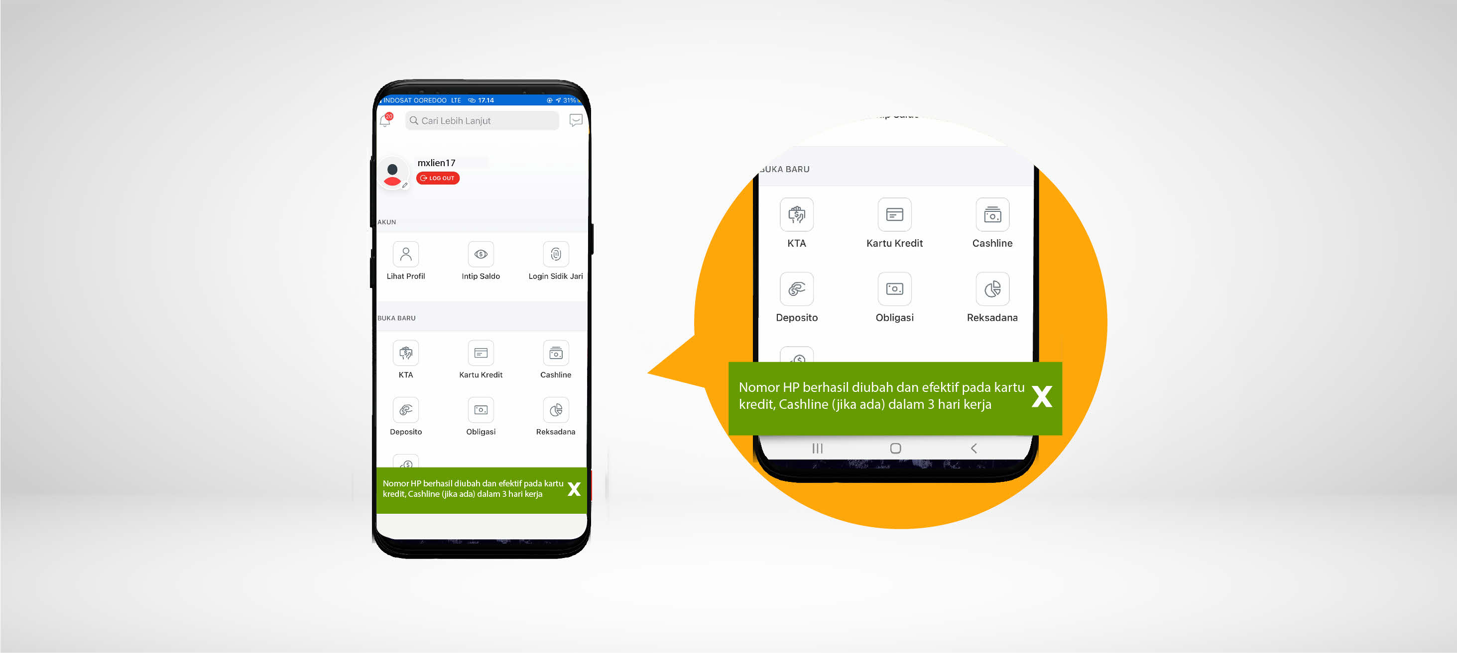 Kamu akan menerima pesan dalam layar aplikasi, jika perubahan telah berhasil disimpan