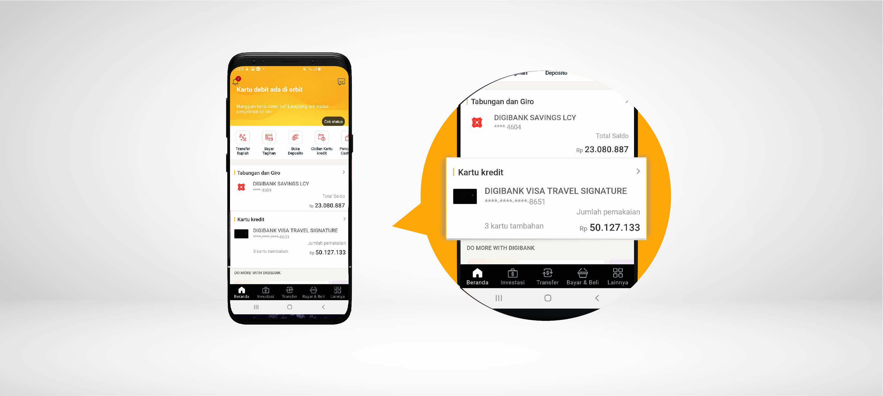 Scroll bagian Kartu Kredit dan klik Kartu Kredit digibank pilihan-mu