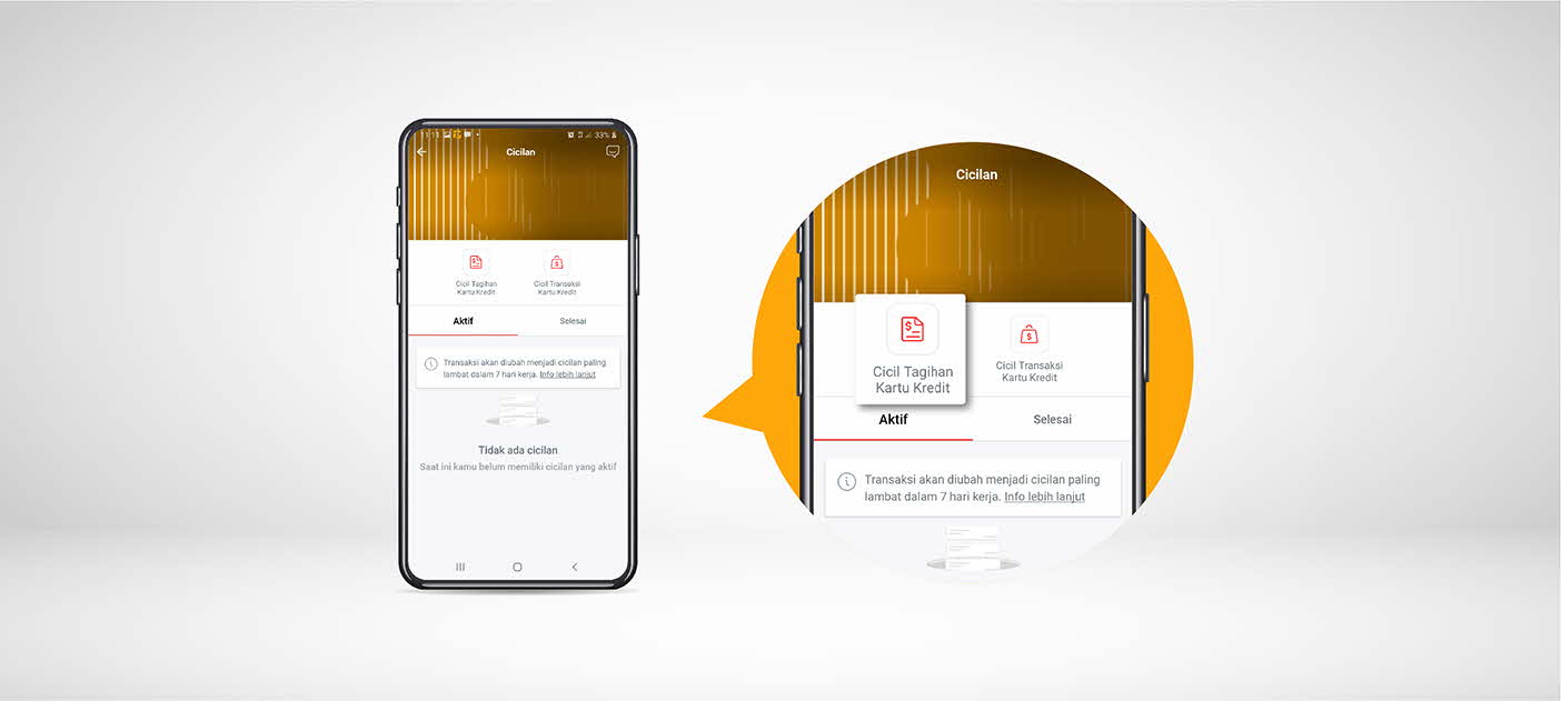 Lalu klik icon ‘Cicilan’ dan pilih ‘Cicilan Tagihan Kartu Kredit’ untuk