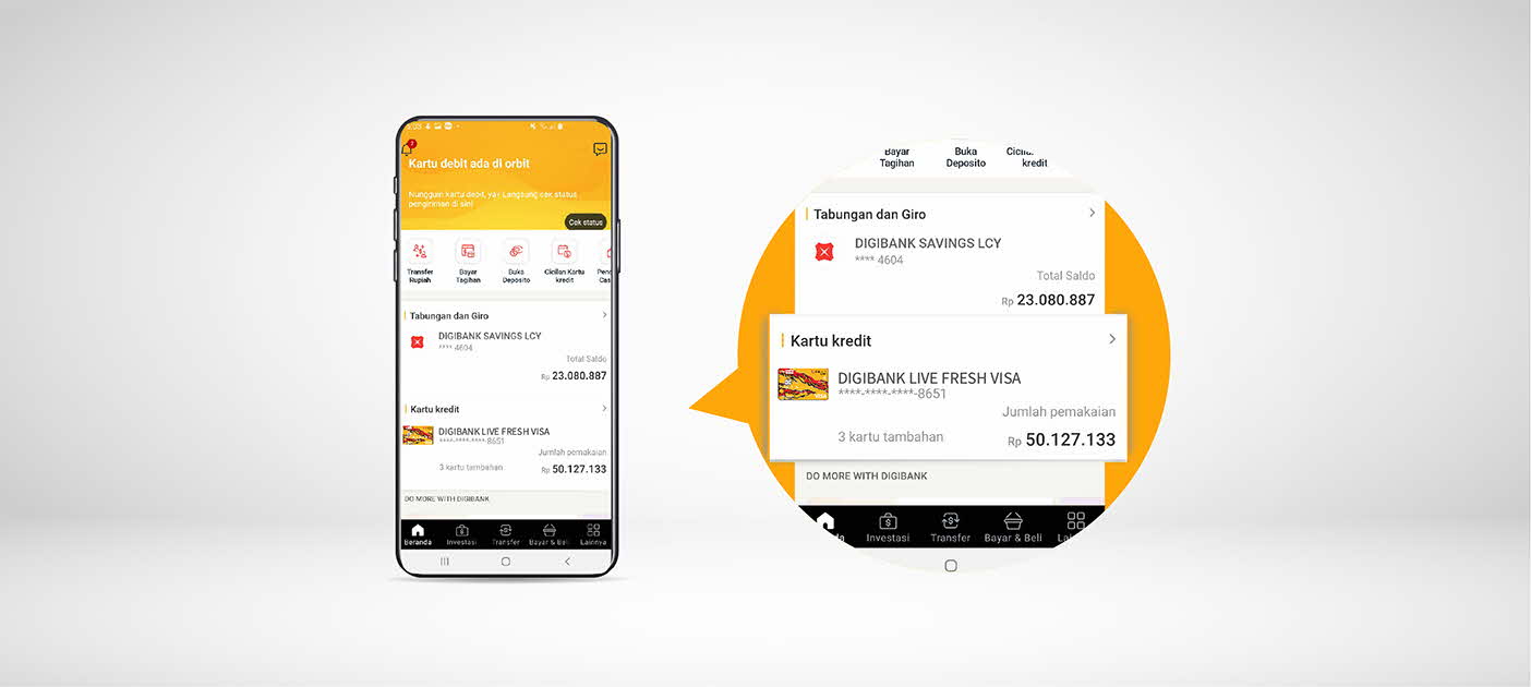 Scroll bagian Kartu Kredit dan klik Kartu Kredit digibank pilihan-mu