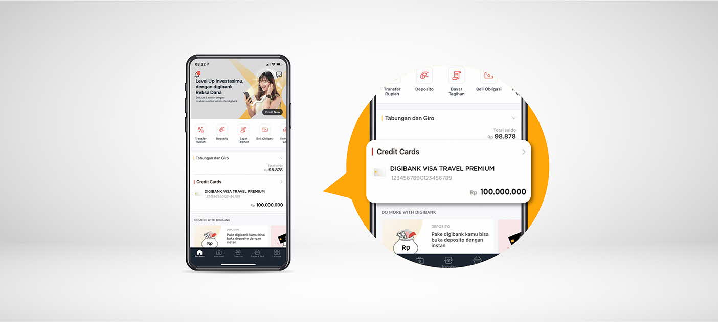 Scroll bagian Kartu Kredit dan klik Kartu Kredit digibank pilihan-mu