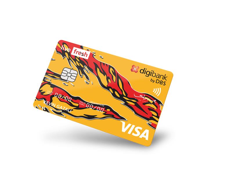 Kartu Kredit digibank Live Fresh dengan desain modern, menawarkan cashback hingga 5% dan cicilan fleksibel hingga 60 bulan.