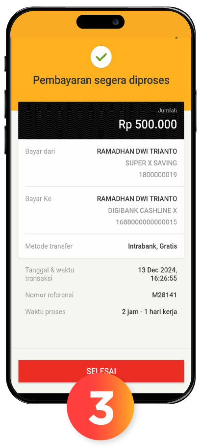 Cairkan Bayar via Tabungan CashlineX