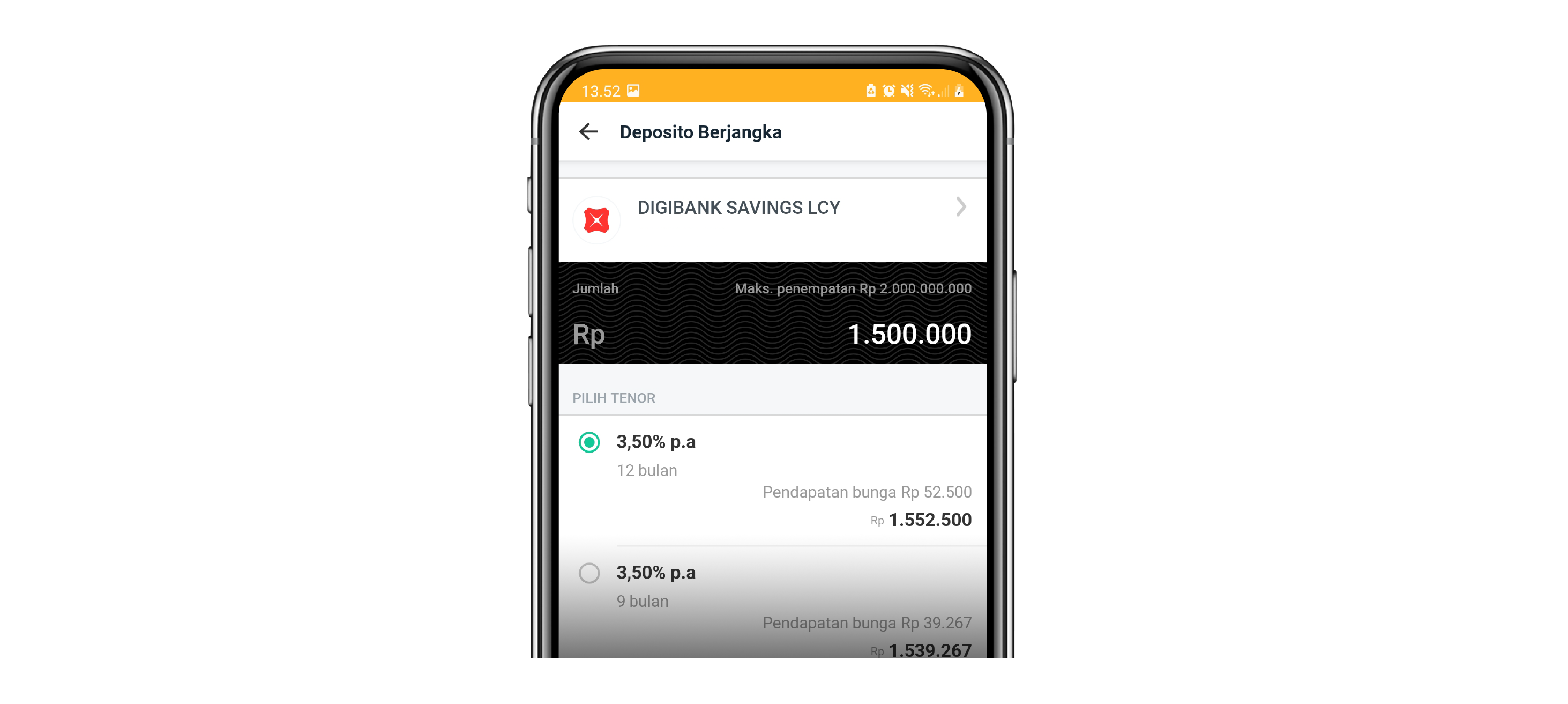 3. Klik “Deposito Baru”, lalu masukkan saldo penempatan deposito