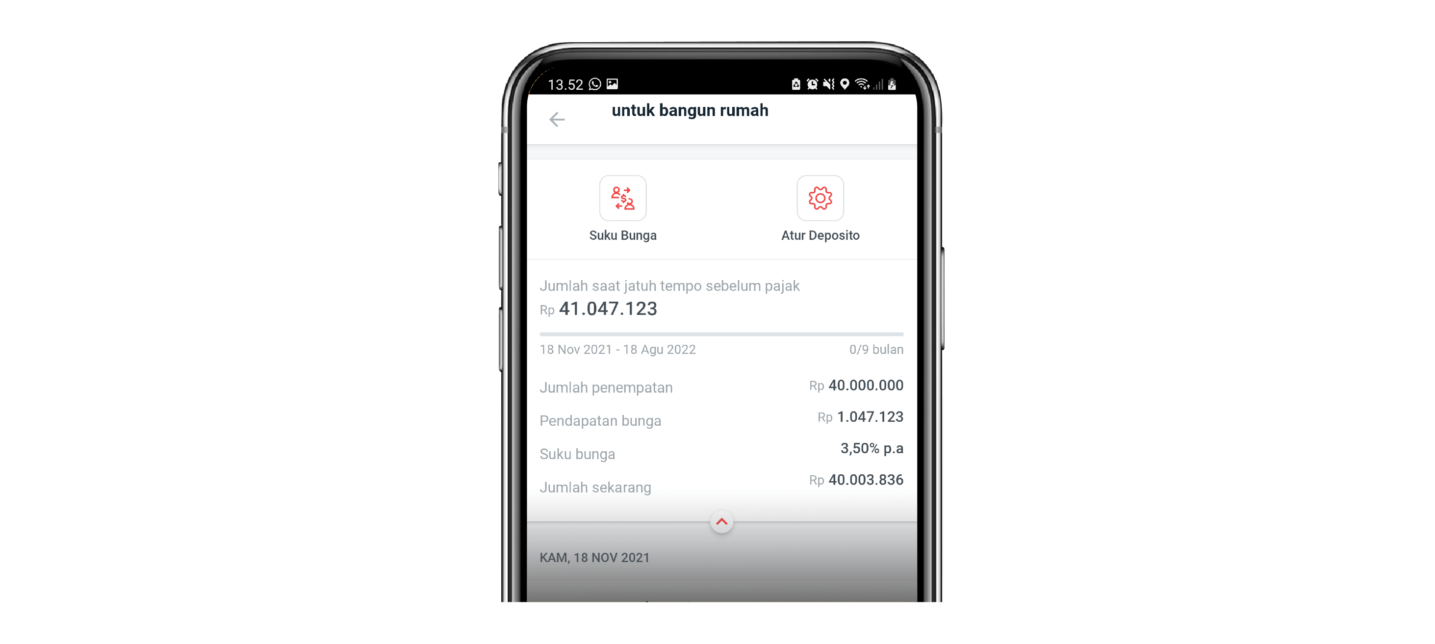 4. Cek detail setelah deposito berhasil ditempatkan