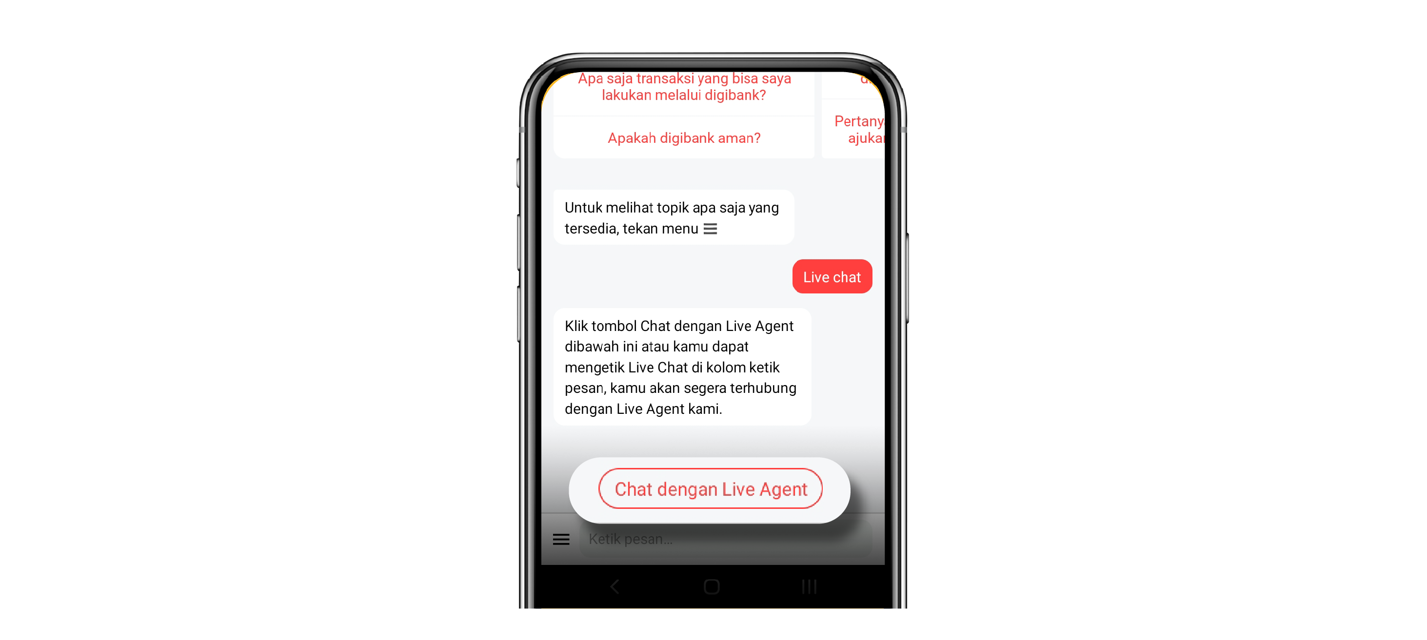 4. Klik tombol “Chat dengan Live Agent” untuk memulai